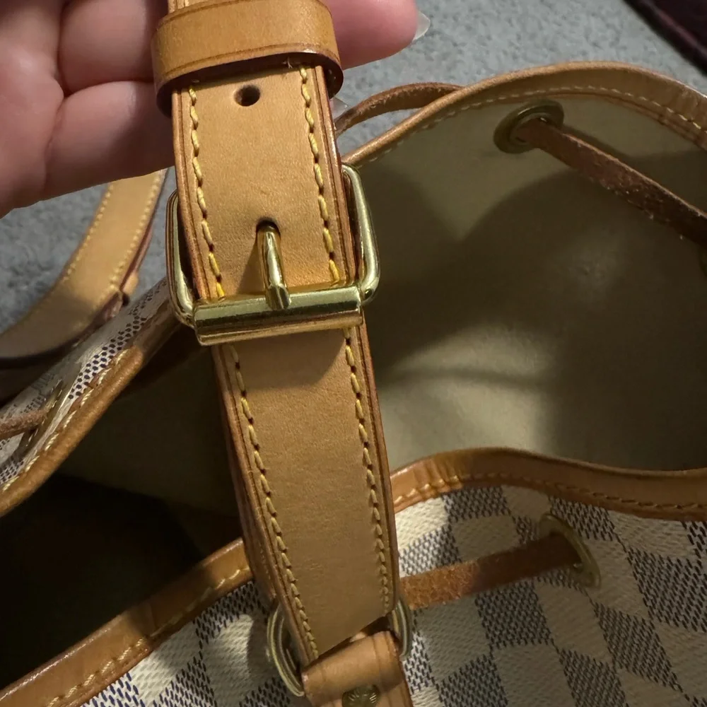Louis Vuitton Damier Azur Beige Canvas and Brown Leather Shoulder Bag - Picture 14 of 16